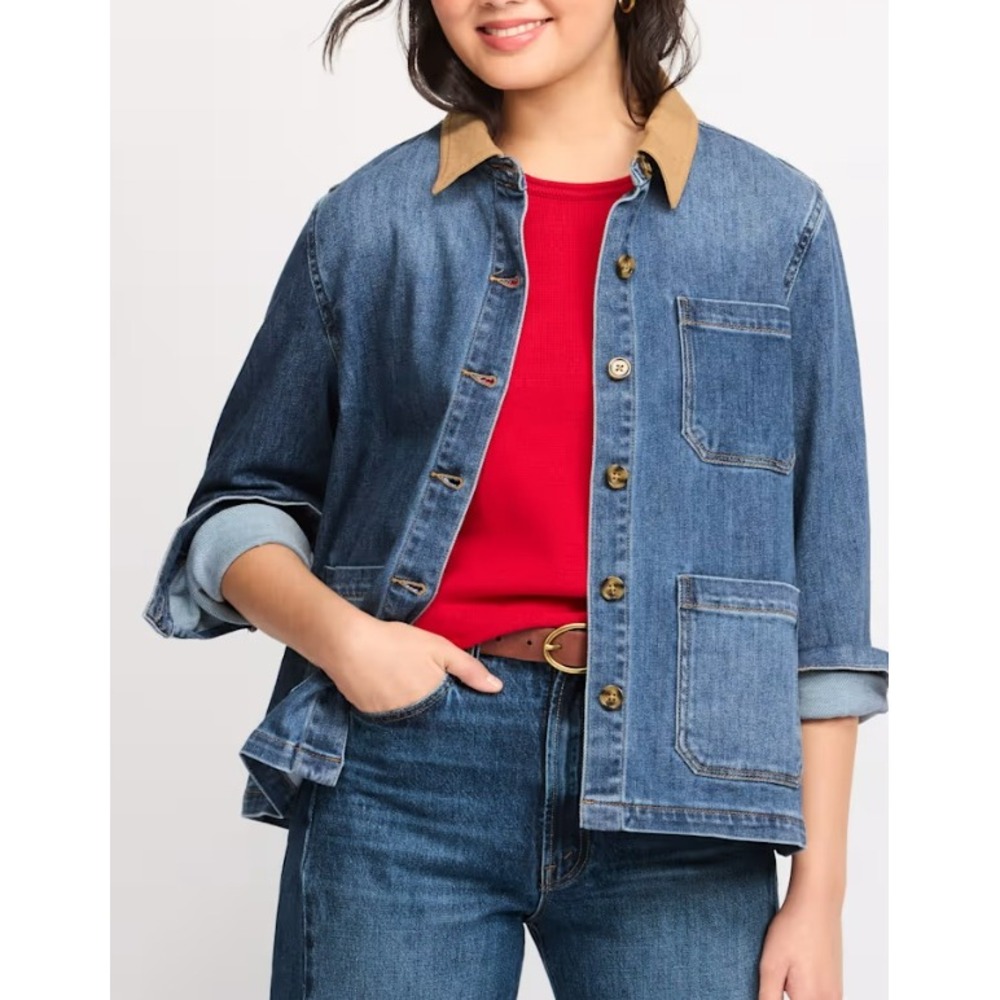 NWT Market & Spruce Jordy Denim Chore Jacket Workwear Barn Coat Blue size Medium
